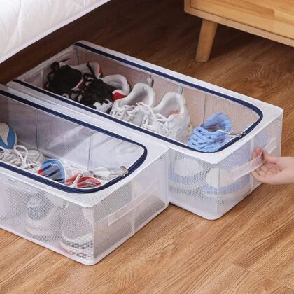 (Pack of 2 )Foldable Transparent Storage Box for Shoes, Toys, Clothes, Books